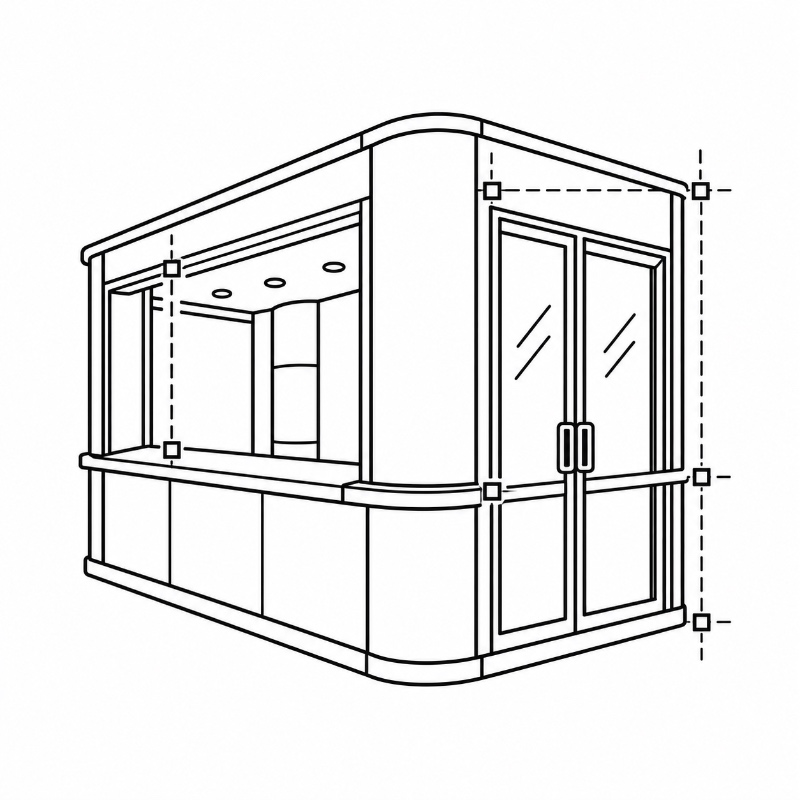 Custom Outdoor Service Booth Enclosure Door & Window Alignment