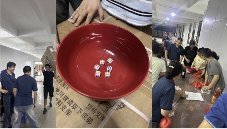 Celebrando el Festival del Medio Otoño con el tradicional juego de Bo Bing de Xiamen.